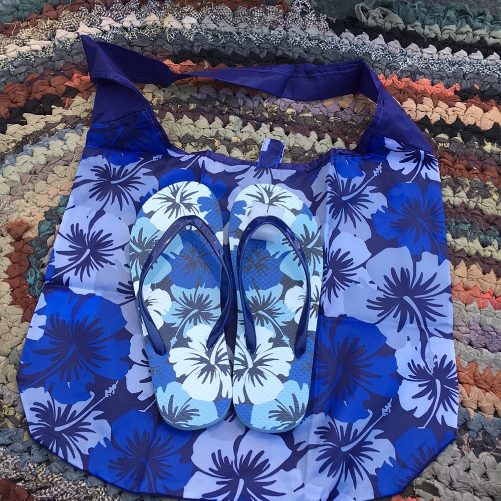 Floral Design Sandals with matching Tote
